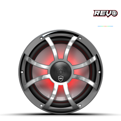 REVO CX-10 XS-G-SS S2 | REVO Series 10-inch High-Output Component Style Coaxial Speakers w/ XS-Gunmetal-Stainless Steel RGB Grilles